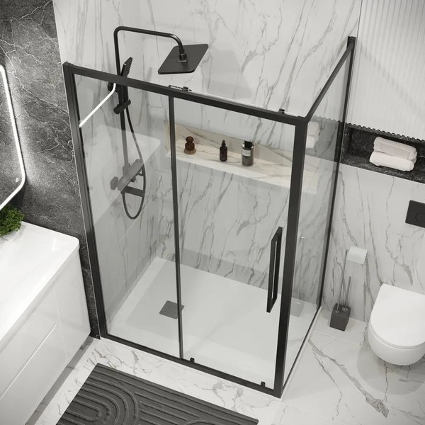 Душевой уголок Grossman Cosmo 100х100х195 / 120.K33.02.1010.21.00 (черный матовый/стекло прозрачное)