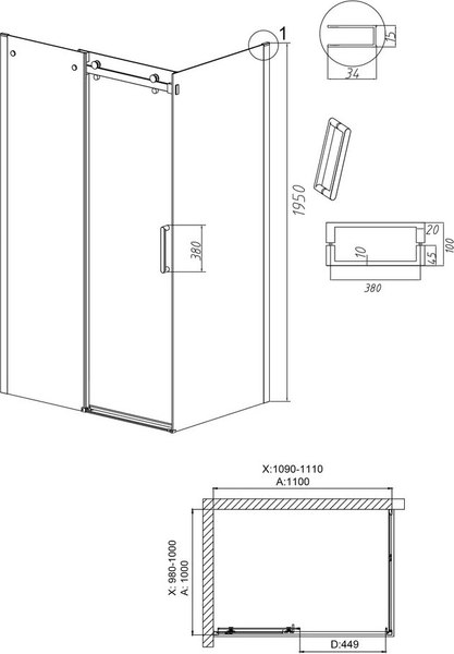 Купить Душевой уголок Grossman Classic 110x100x195 / 120.K33.04.1110.21.00 в Молодечно