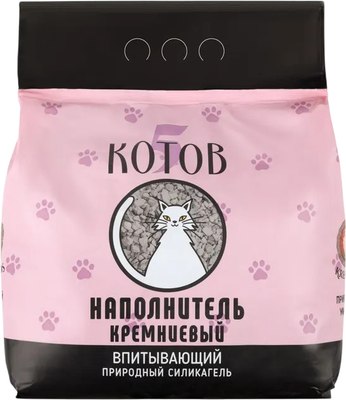 Наполнитель для туалета Kremnos 5 котов кремниевый (3.4кг, розовый) - 