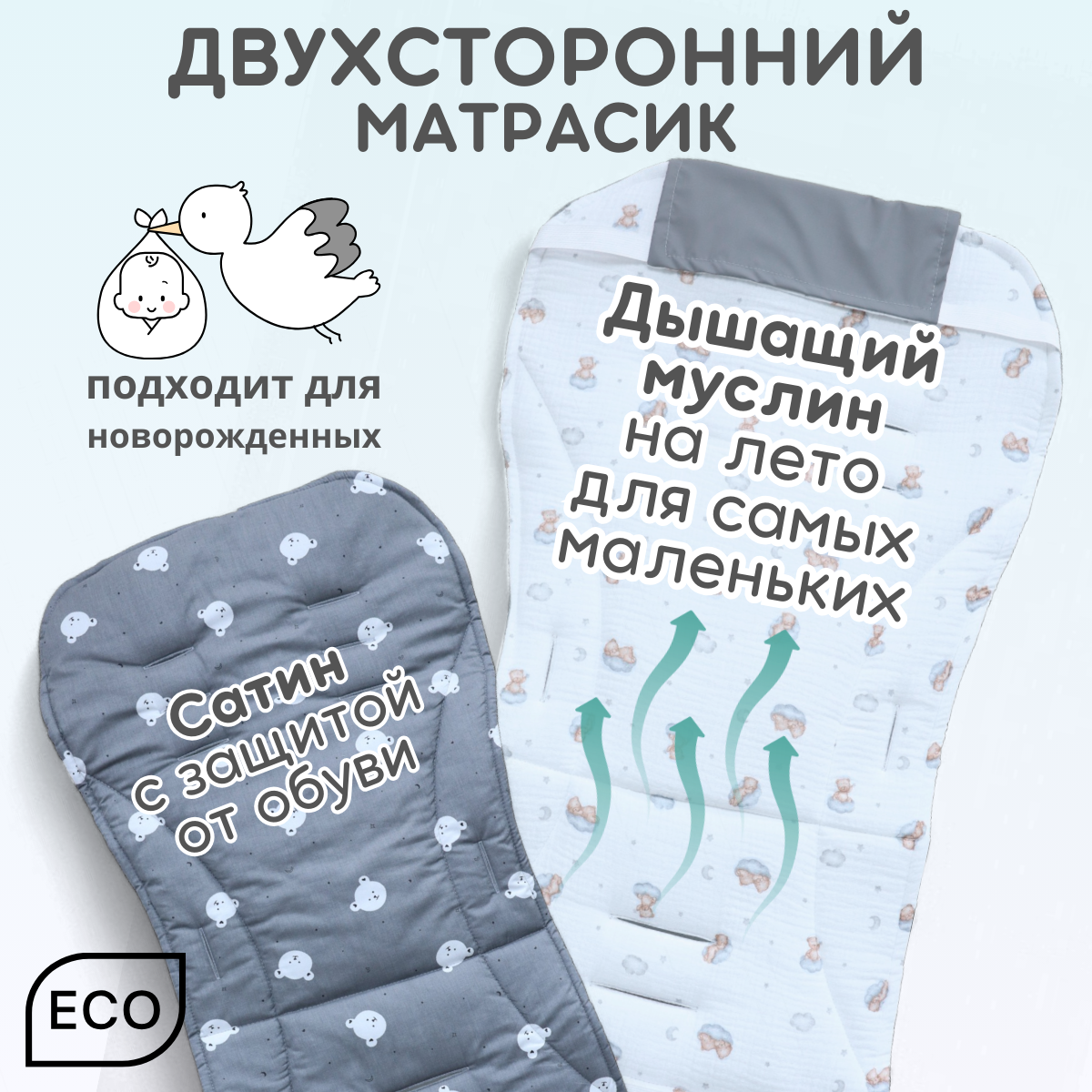 Вкладыш для коляски Bubago КМ1 BG 169-2 (серый мишки) — фото 2