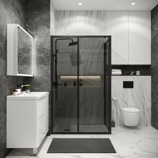 Душевой уголок Grossman Cosmo 110x100x195 / 120.K33.02.1110.21.10 (черный матовый/стекло тонированное)