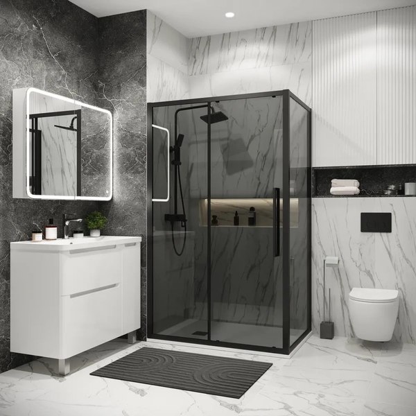 Душевой уголок Grossman Cosmo 110x100x195 / 120.K33.02.1110.21.10 (черный матовый/стекло тонированное)
