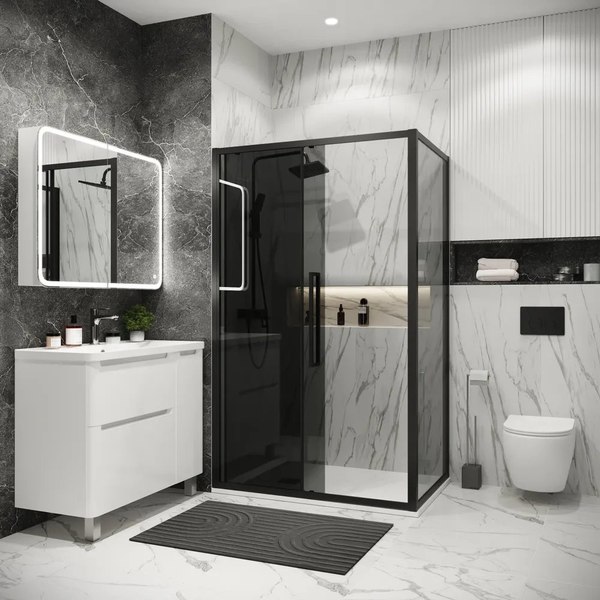 Душевой уголок Grossman Cosmo 110x100x195 / 120.K33.02.1110.21.10 (черный матовый/стекло тонированное)