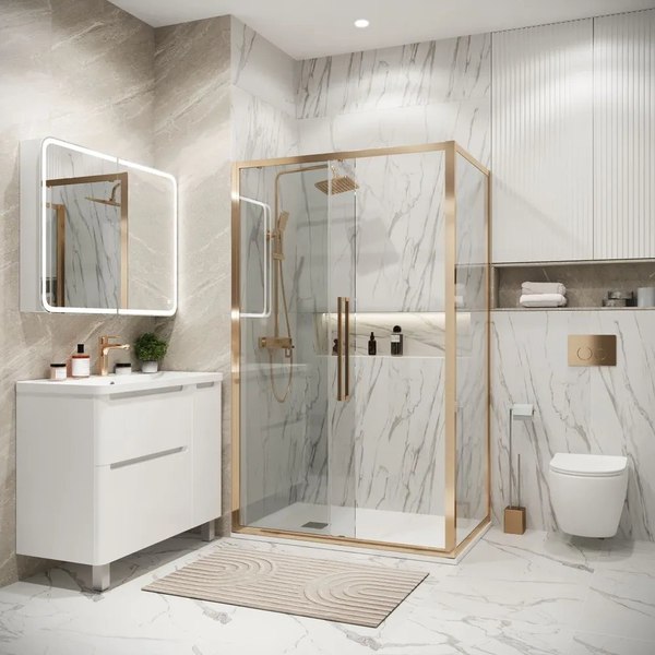 Душевой уголок Grossman Cosmo 110x100x195 / 120.K33.02.1110.32.00 (золото сатин/стекло прозрачное)