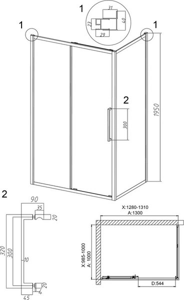 Купить Душевой уголок Grossman Cosmo 130x100x195 / 120.K33.02.1310.32.00 в Молодечно