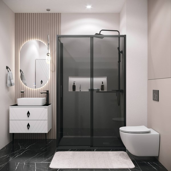 Душевой уголок Grossman Style 120x100x195 / 120.K33.05.1210.21.10 (черный матовый/стекло тонированное)