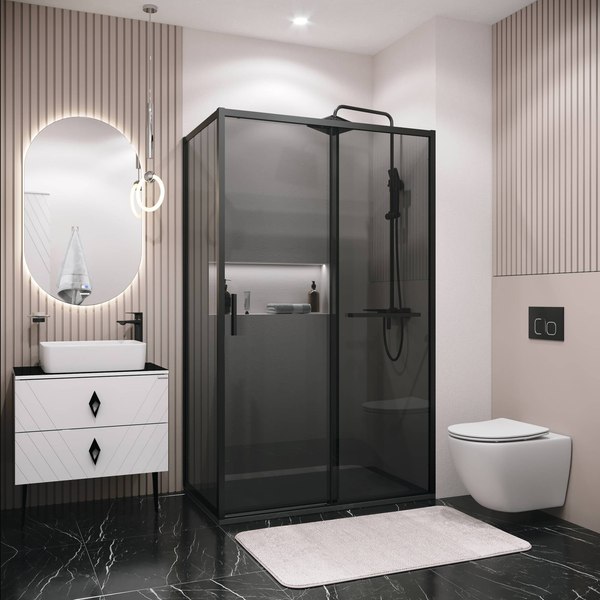 Душевой уголок Grossman Style 120x100x195 / 120.K33.05.1210.21.10 (черный матовый/стекло тонированное)