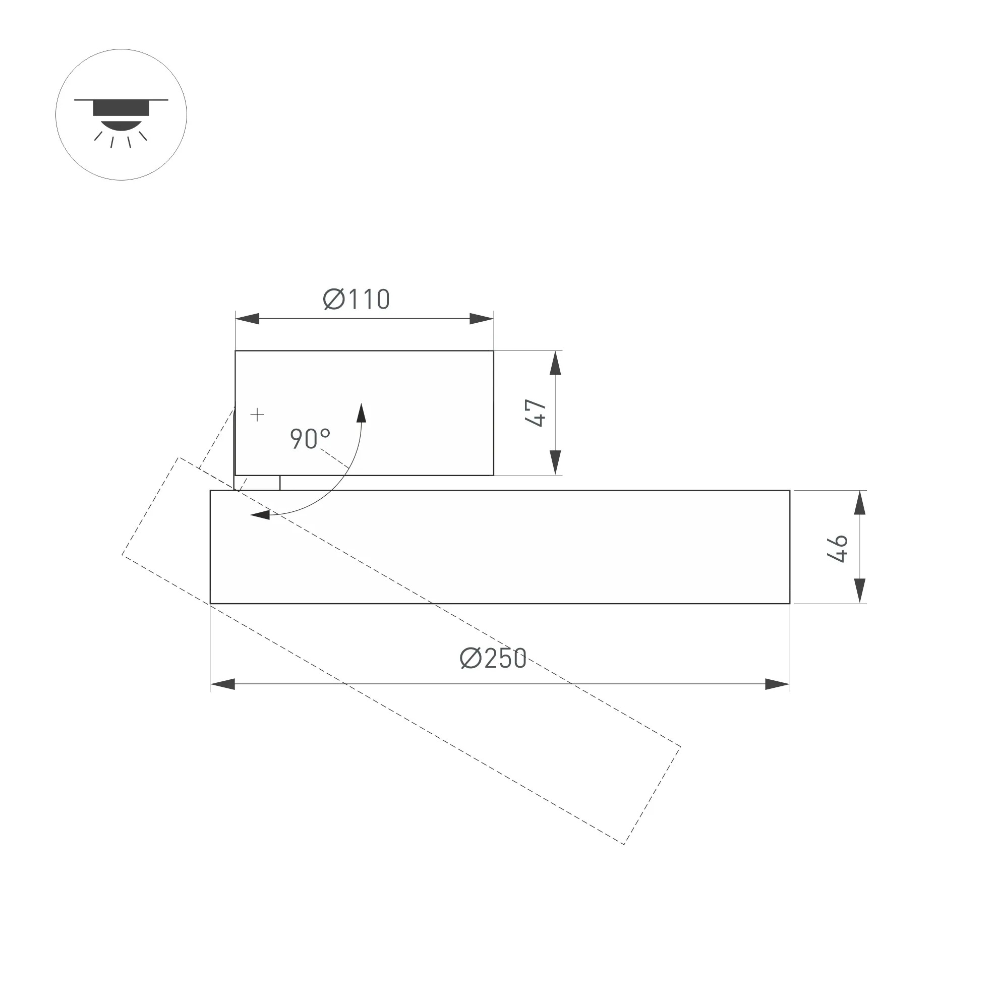 Спот Arlight SP-RONDO-FLAP-R250-30W Warm3000 BK 110deg / 028172 — фото 6