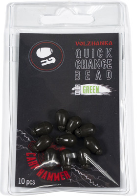 Набор бусин рыболовных Волжанка Quick Change Bead L / BOVQCBL-G (10шт, темно-зеленый) -