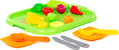 Набор игрушечной посуды Полесье С зеленым подносом и набором продуктов / 71815 -