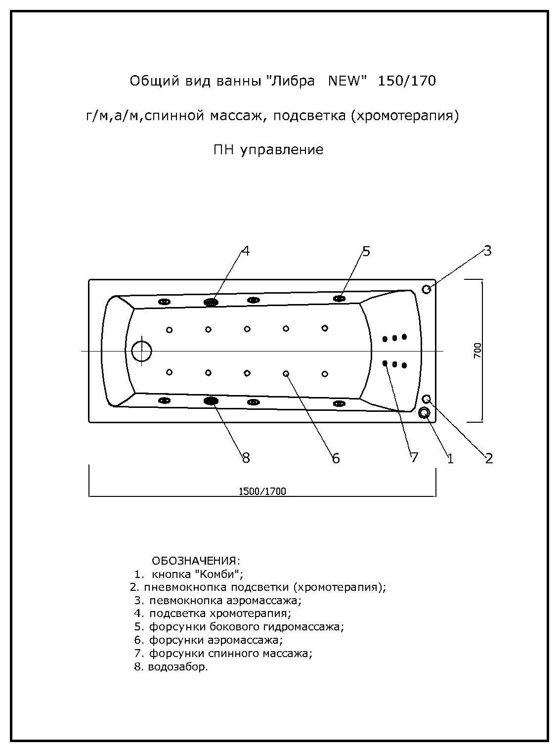 Ванна акриловая Aquatek Либра 150x70 New / LIB150N-0000030 — фото 6