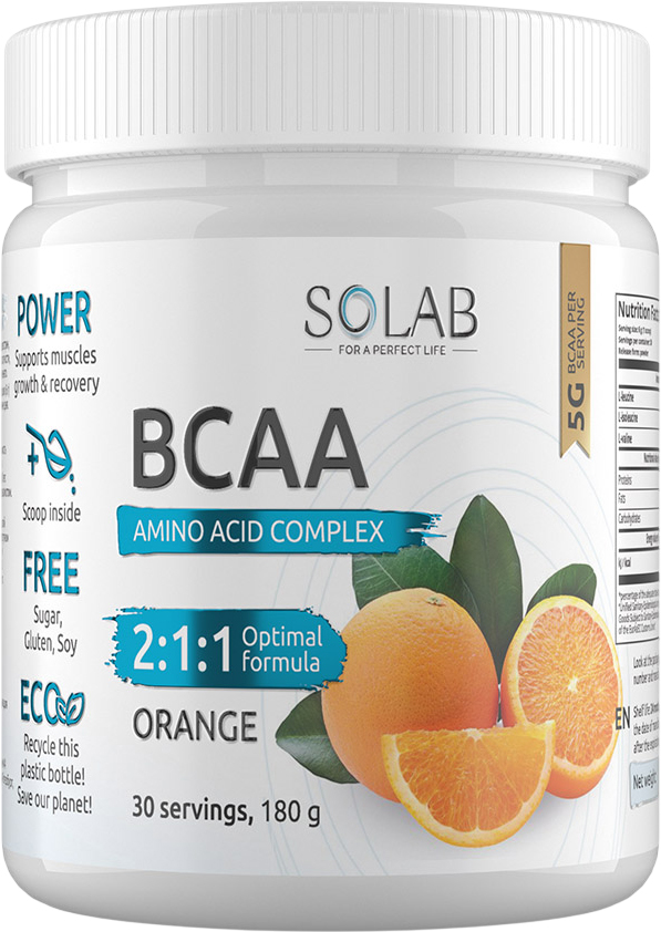 Аминокислоты BCAA SOLAB 2:1:1 (180г, апельсин)