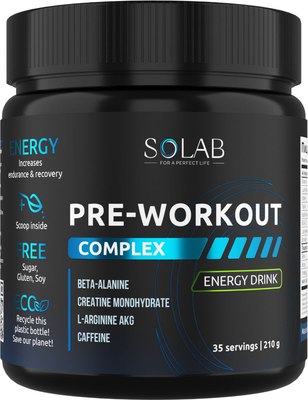 Предтренировочный комплекс SOLAB Pre-workout (35 порций, энергетик) - 