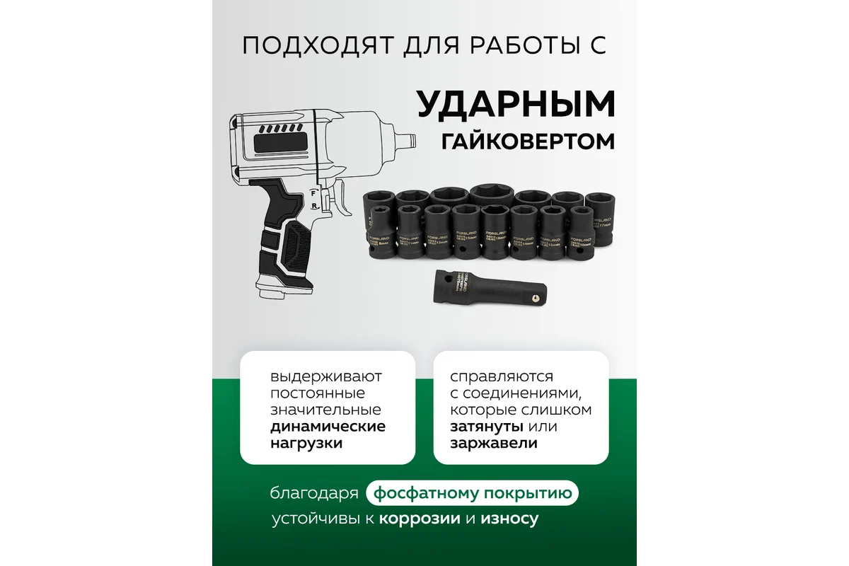 Набор головок слесарных Forsland 4179-5MPB (65463) — фото 5