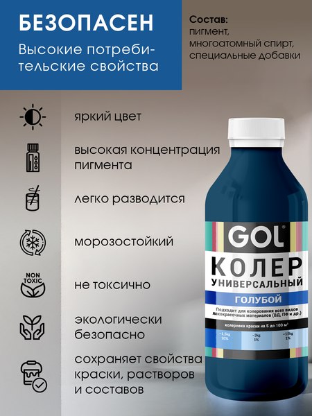 Колеровочная паста GOL №57 (900мл, голубой)
