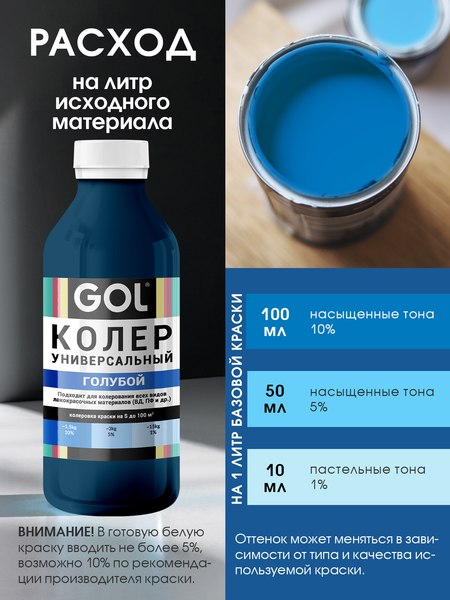 Колеровочная паста GOL №57 (900мл, голубой)
