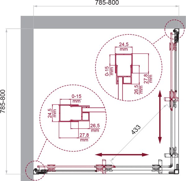 Купить Душевой уголок BelBagno Luce-A-2-80-C-ORO в Могилеве