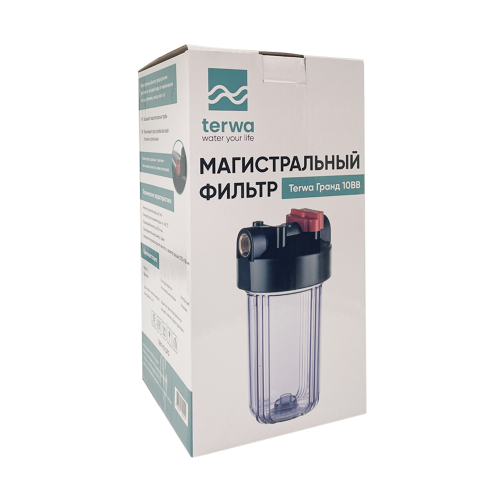 Корпус магистрального фильтра Terwa Гранд 10ВВ (прозрачный) — фото 2