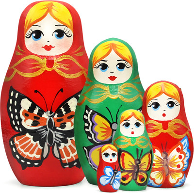 Матрешка сувенирная Брестская Фабрика Сувениров С бабочками / 5068 (5шт) -
