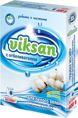 Стиральный порошок Viksan Цветок хлопка с отбеливателем для белого (400г) - 
