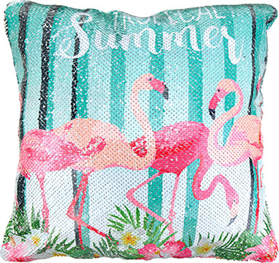 Наволочка декоративная Домашняя мода Фламинго (39х39, рисунок/серебро) - 