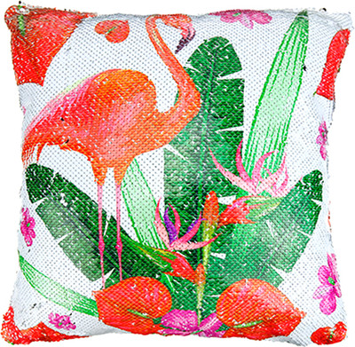 Наволочка декоративная Домашняя мода Фламинго 2 (39х39, рисунок/серебро) - 