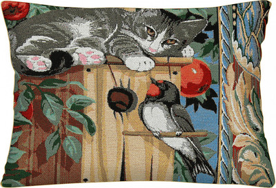Наволочка декоративная Домашняя мода Кот Наполеон и птица (48х36) - 