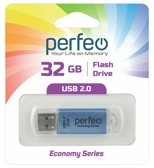 USB flash накопитель Perfeo E01 32GB / PF-E01N032ES (синий) — фото 2
