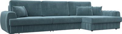 Диван угловой Лига Диванов Лига-057 НПБ Лонг угол правый / 129298 (велюр Seven 113 бирюзовый) - 