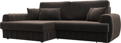 Диван угловой Лига Диванов Лига-057 НПБ угол левый / 129272L (велюр Seven 727 коричневый) -