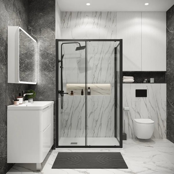 Душевой уголок Grossman Cosmo 120x100x195 / 120.K33.02.1210.21.00 (черный матовый/стекло прозрачное)