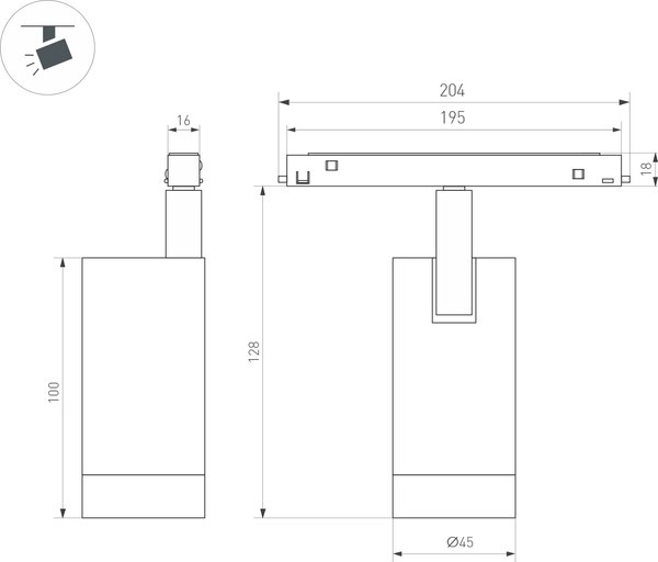 Трековый светильник Arlight MAG-ORIENT-SPOT-R45-12W Day4000 WH 24deg 48V DALI / 035873