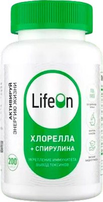 Пищевая добавка LifeON Хлорелла + спирулина (100г) - 