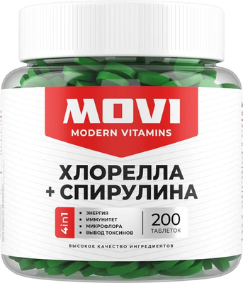Комплексная пищевая добавка Movi Хлорелла и Спирулина (100г) - 