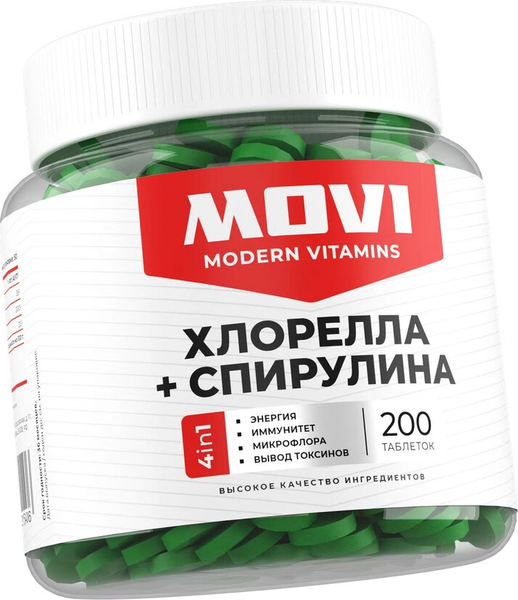Комплексная пищевая добавка Movi Хлорелла и Спирулина (100г)