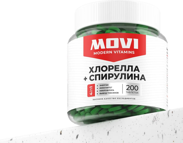 Комплексная пищевая добавка Movi Хлорелла и Спирулина (100г)