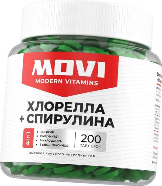 Комплексная пищевая добавка Movi Хлорелла и Спирулина (100г)