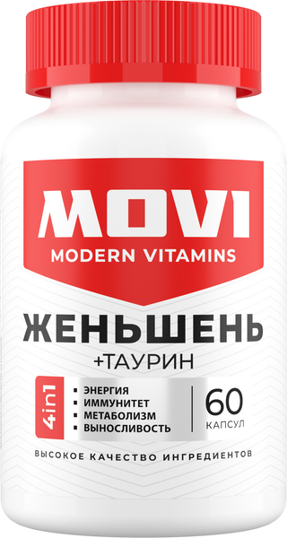 Комплексная пищевая добавка Movi Женьшень и Таурин (60 капсул)