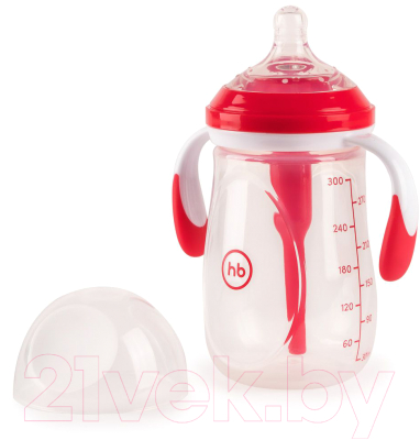 Бутылочка для кормления Happy Baby Антиколиковая с силиконовой соской / 10020 (300мл, ruby)