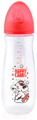 

Бутылочка для кормления Happy Care, С разноцветным рисунком;красный, Classic с силиконовой соской / 12111