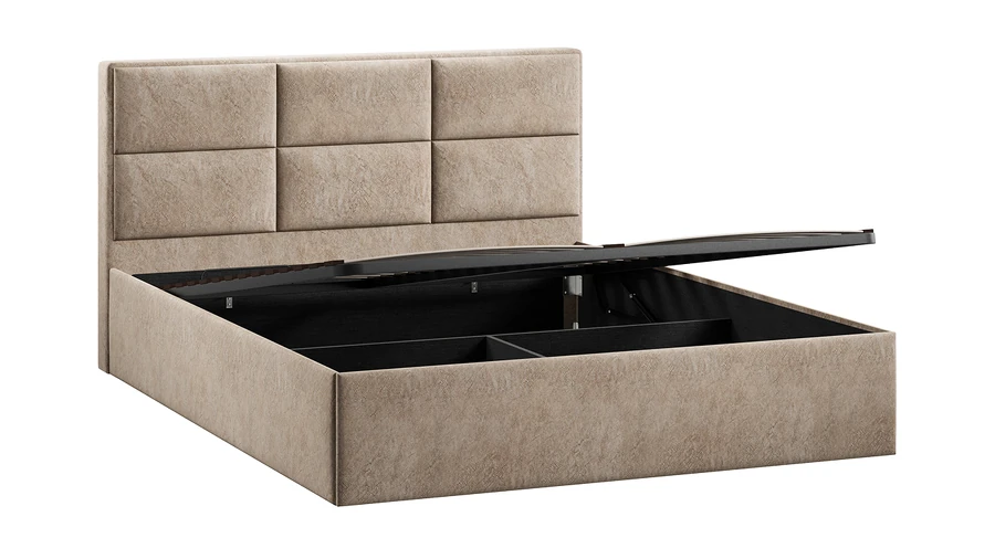 Каркас кровати ТриЯ Стелла Тип 1 140x200 (микровелюр Wellmart Dark Beige) — фото 2