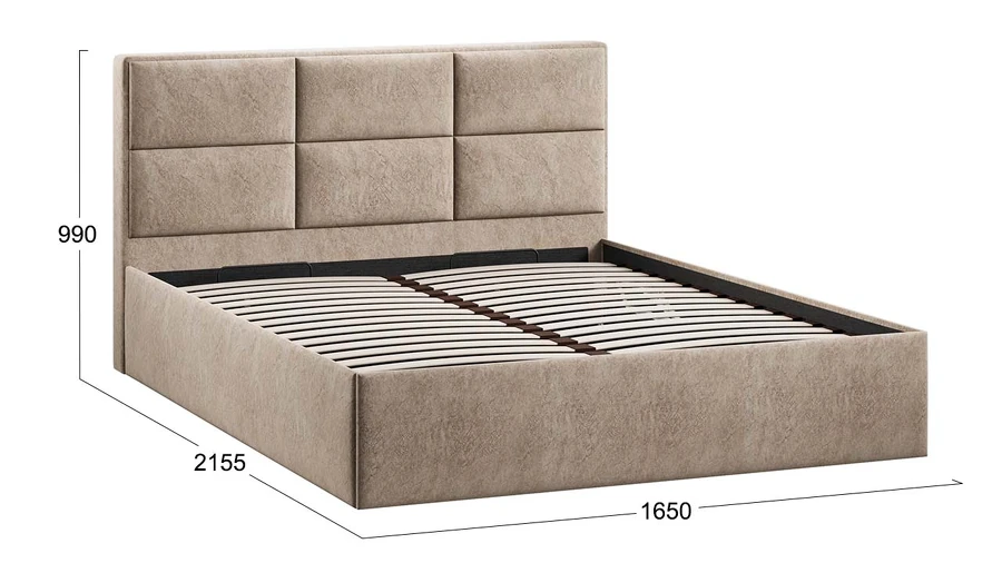 Каркас кровати ТриЯ Стелла Тип 1 160x200 (микровелюр Wellmart Dark Beige) — фото 3