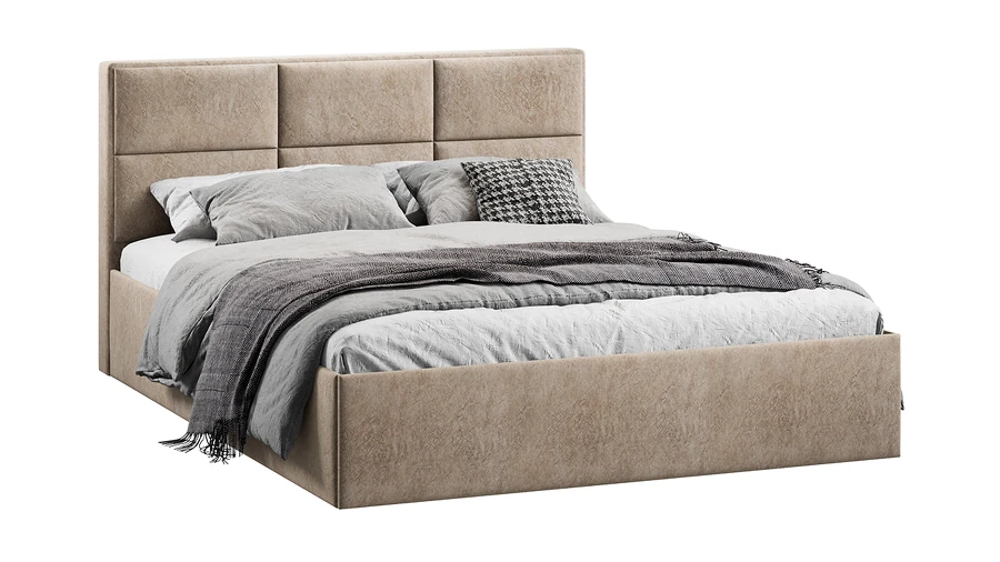 Каркас кровати ТриЯ Стелла Тип 1 160x200 (микровелюр Wellmart Dark Beige) — фото 1