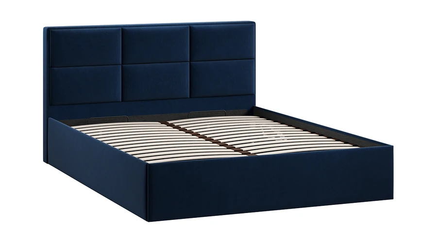 Полуторная кровать ТриЯ Стелла Тип 1 c ПМ 140x200 (микровелюр Wellmart Blue) — фото 2