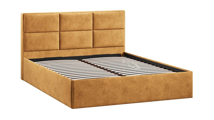Полуторная кровать ТриЯ Стелла Тип 1 c ПМ 140x200 (микровелюр Wellmart Yellow) — фото 2