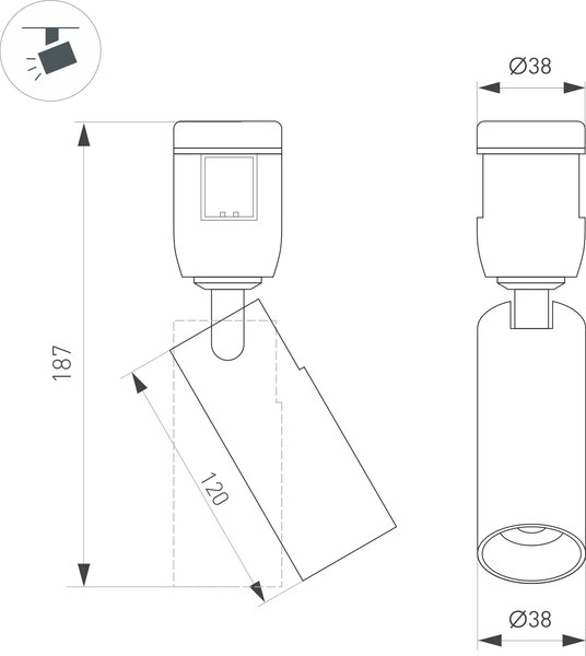 Трековый светильник Arlight ART-APRIORI-SPOT-TURN-R38-8W Day4000 TN 36deg / 049297