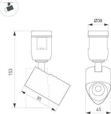 Трековый светильник Arlight ART-APRIORI-SPOT-TURN-R45-8W Warm3000 TN 36deg / 047797