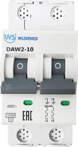 Выключатель автоматический Wilderness DAW2-10 2P 80A х-ка D 10kA (R) / DAW2-10-2-D080