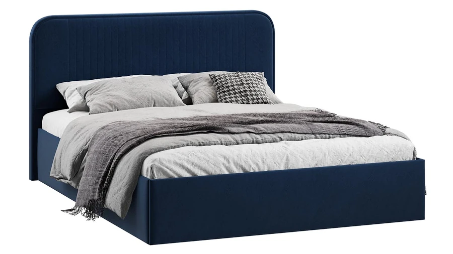 Каркас кровати ТриЯ Тиффани Тип 1 c ПМ 140x200 (микровелюр Wellmart Blue) — фото 1