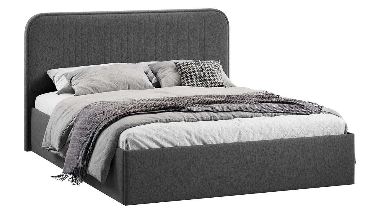 Каркас кровати ТриЯ Тиффани Тип 1 c ПМ 140x200 (микровелюр Wellmart Graphite) — фото 1
